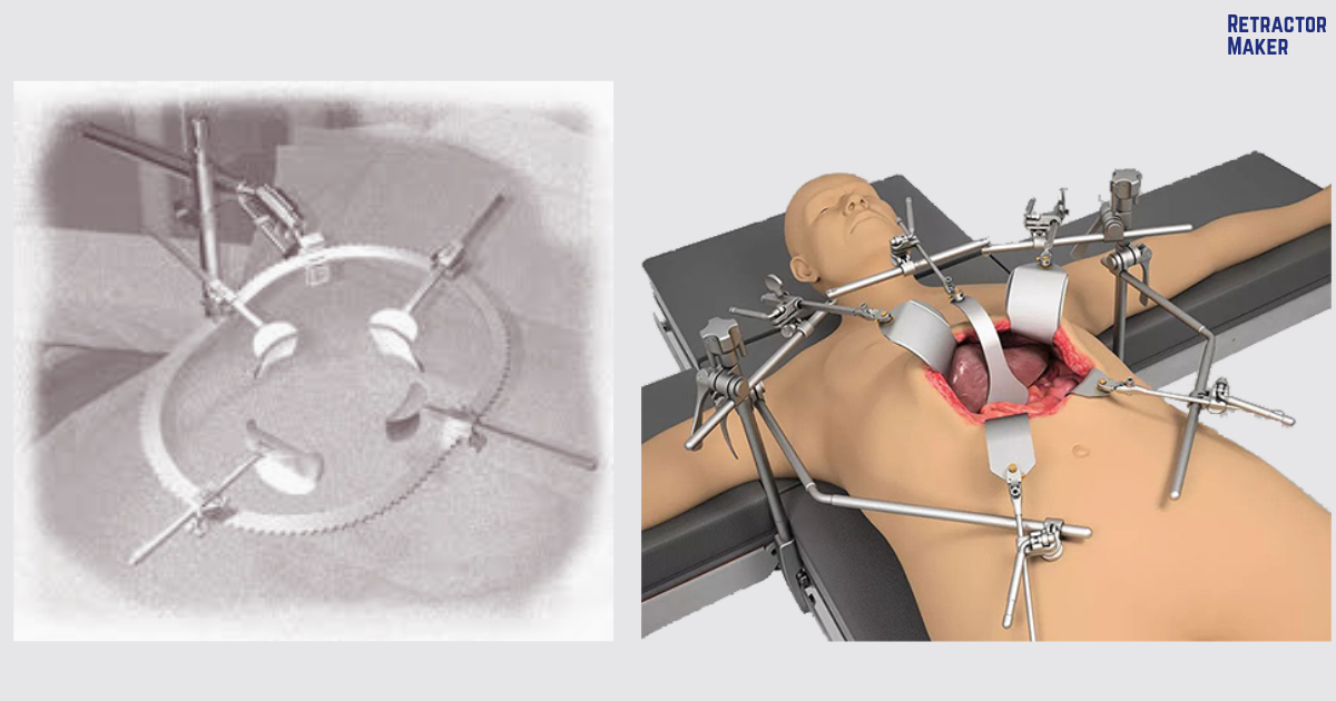 Diagram comparing Bookwalter and Thompson retractor setups